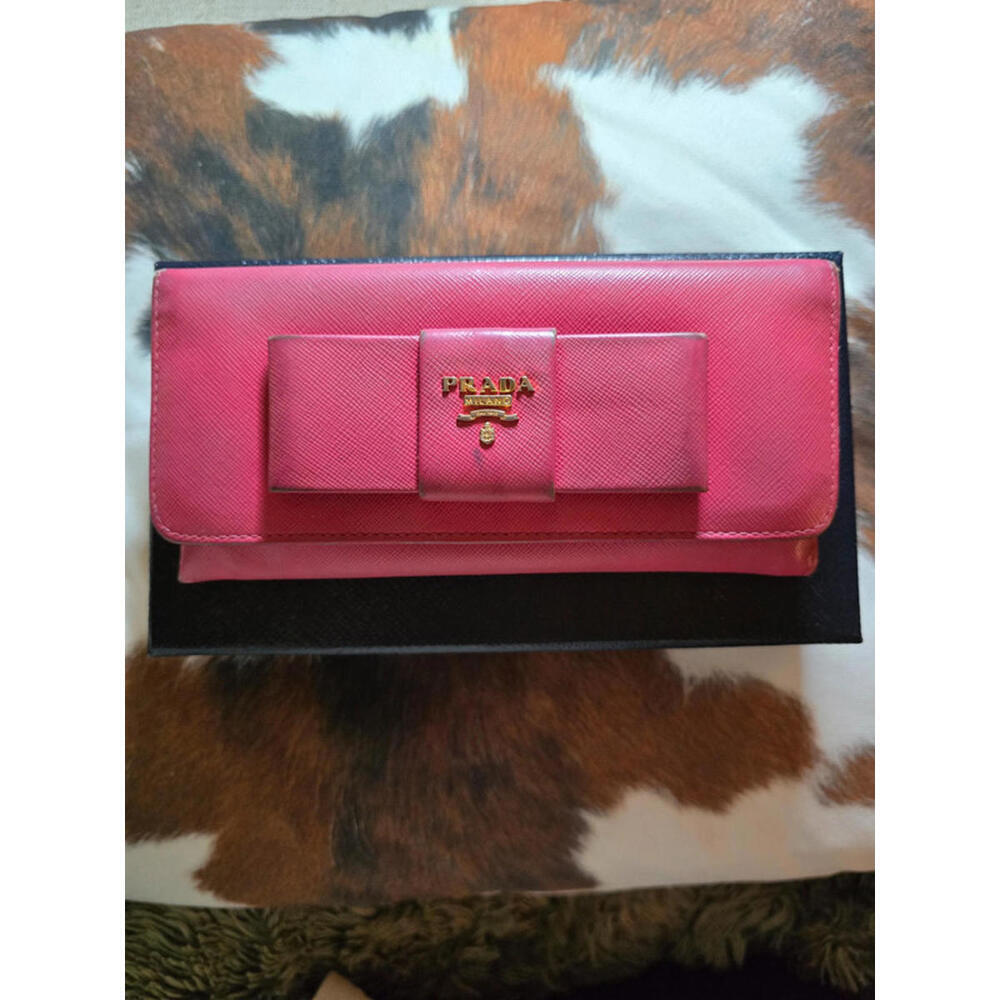 Authentic Prada Pink Saffiano Bow Wallet - Picture 2 of 15